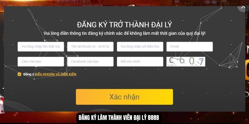 Cách thức đăng ký trở thành Đại lý 888b